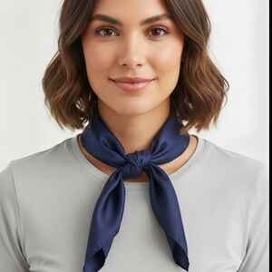 Ashear Vintage All Silk Scarf Made In Italy Dark Blue Made In Italy 17"x17"